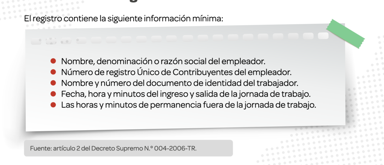 ¿Qué debe incluir el Registro de Asistencia Laboral?